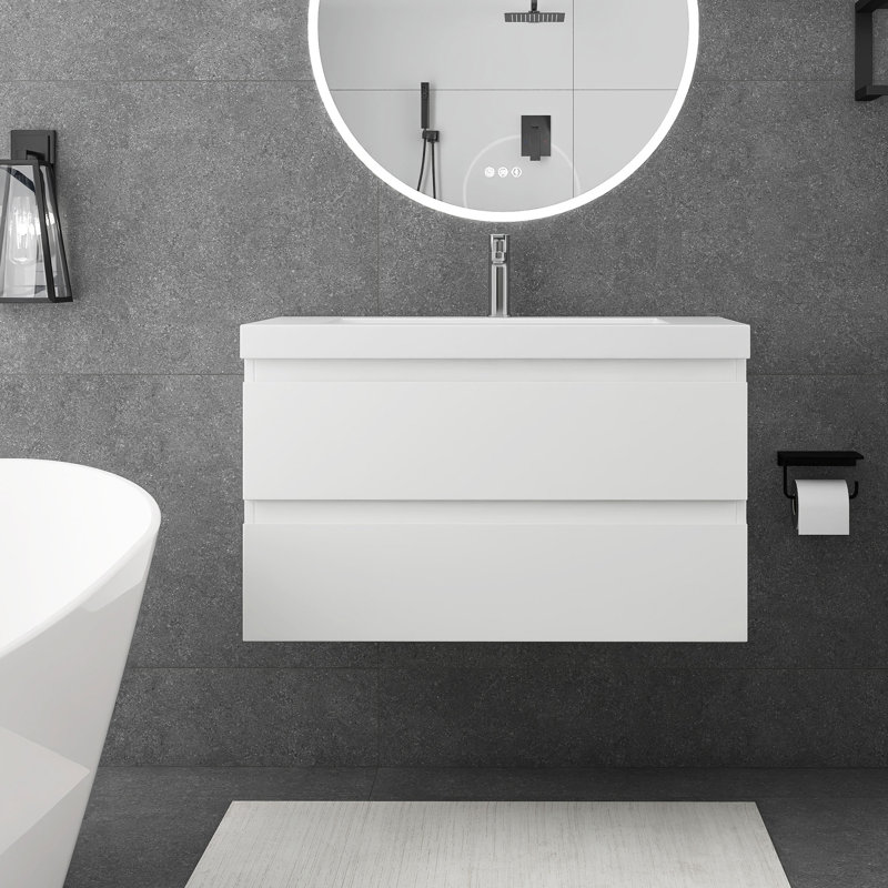 36'' Single Bathroom Vanity with Resin Top, White