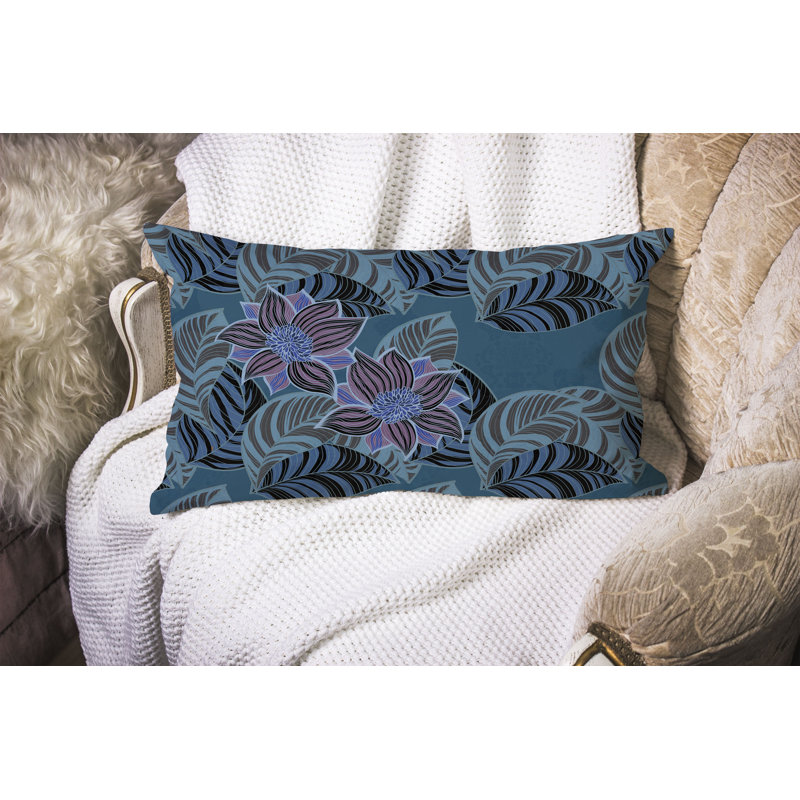 Coussin Mangnolia, Bleu / Rose