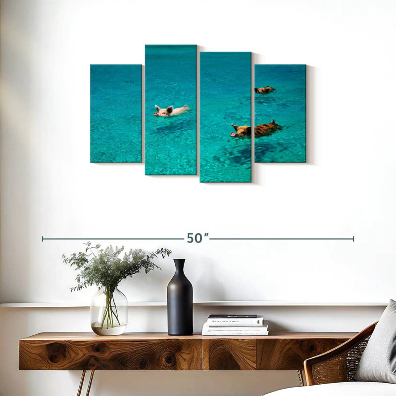 Pigs In Exuma Cays, 22" H x 36" W