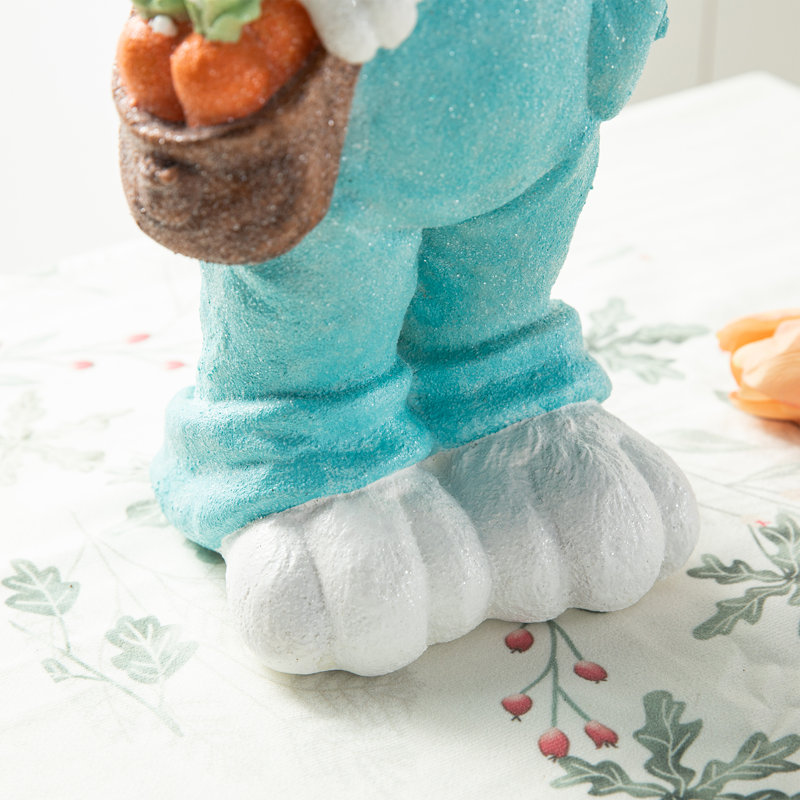 17.25"H Easter Resin Bunny Boy Table Decor With Carrot