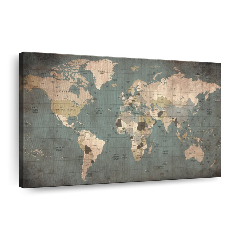 Stained Map Canvas Print, 34'' W x 51'' H