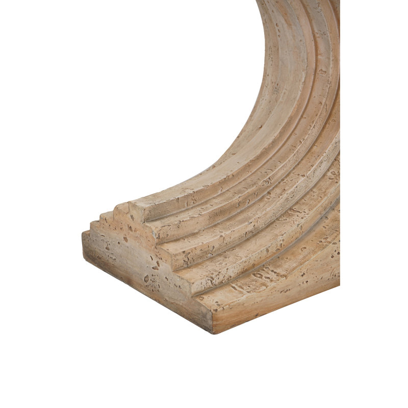 Table d'appoint arquée Modern Sculptural avec finition faux travertin