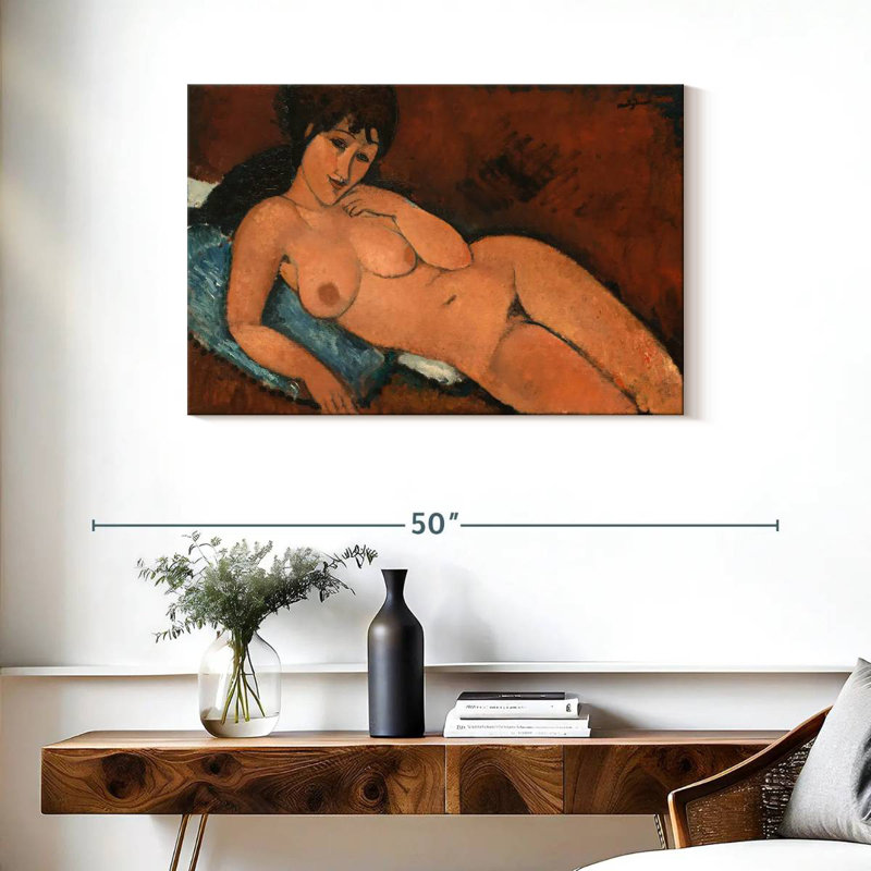 Nude On A Blue Cushion, H 24 po x l 36 po