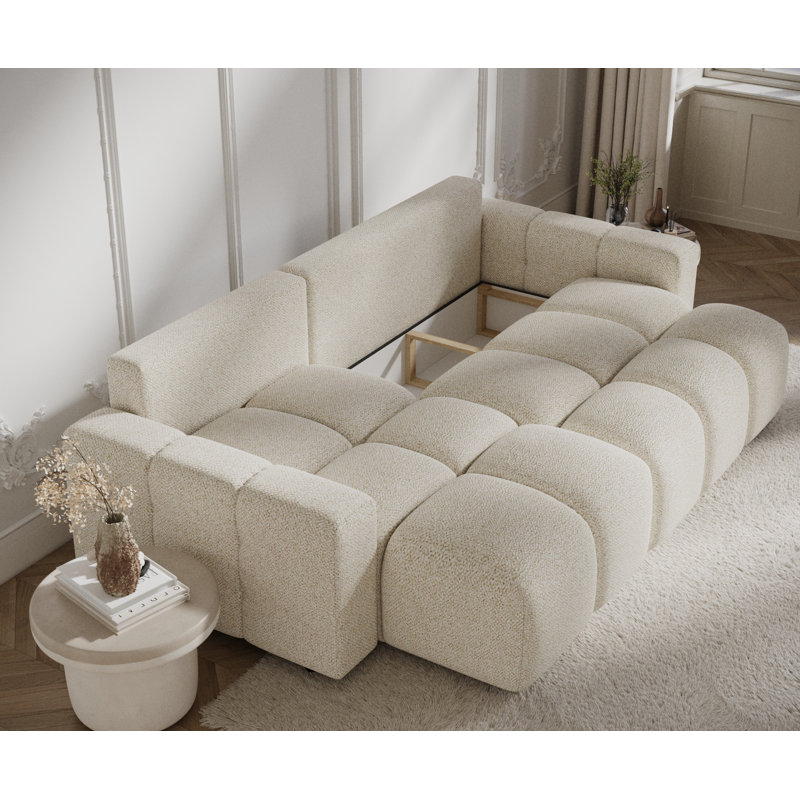 4 Seater Sofa Bed, Cream Boucle