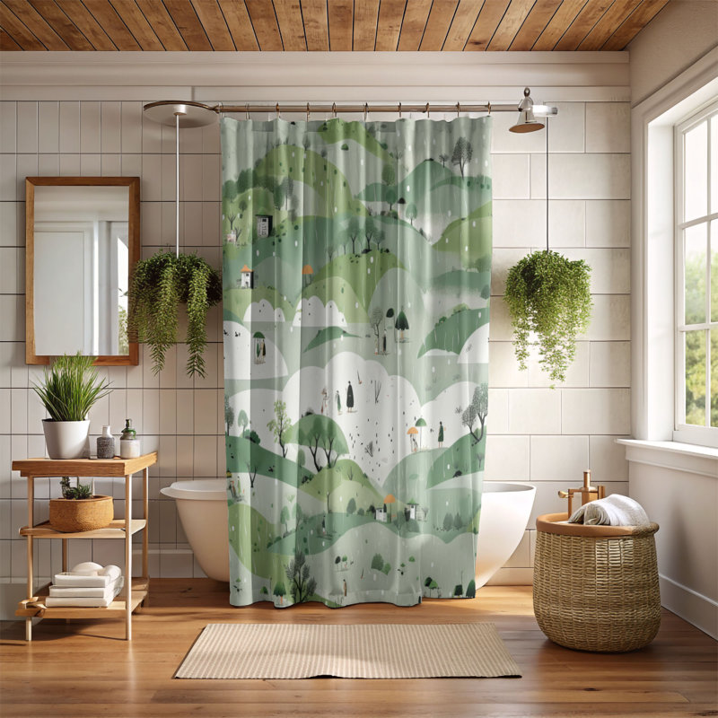 Rideau de douche Misty Meadows - Premium, H 74 po x l 71 po