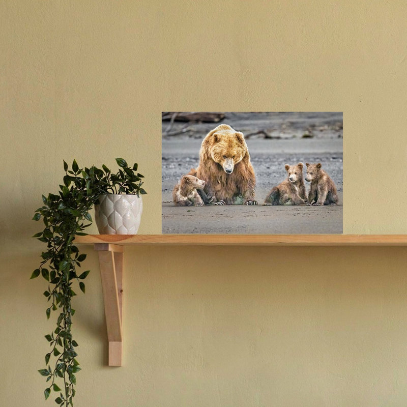 Coastal Bear Family Contemporary Bear Coastal Wall Art Print, 40.64cm H x 60.96cm W