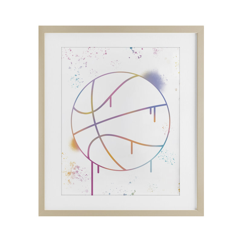 «Graffiti Basketball Drip», impression par Marcus Prime, H 21 po x l 17 po, Cadre de récolte en pin
