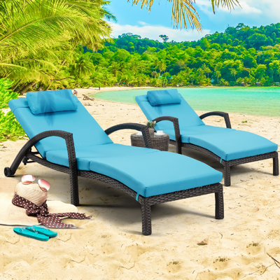Double chaise longue inclinable avec coussins 72,8 po Miluse