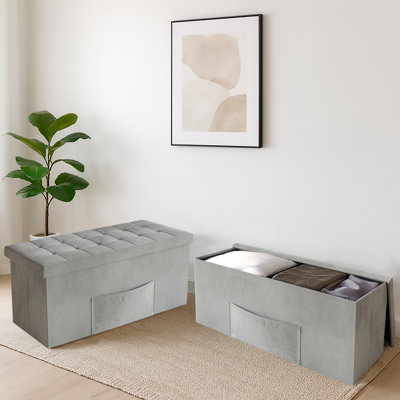 Banc de rangement pliant capitonné avec pochette 42 po Whelan (ensemble de 2)