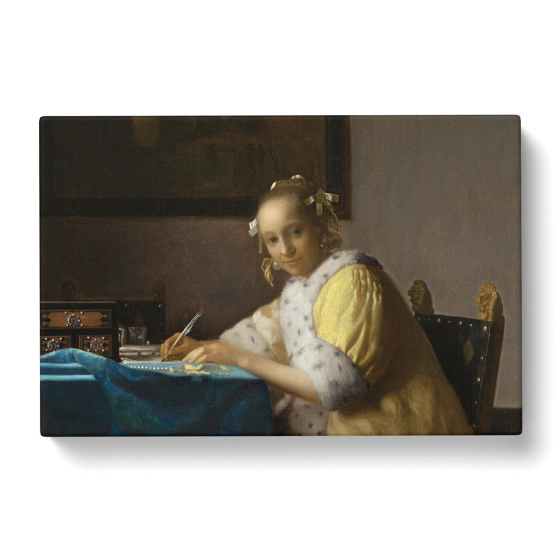 A Lady Writing A Letter by Johannes Vermeer - Wrapped Canvas, 40cm H x 60cm W x 3cm D