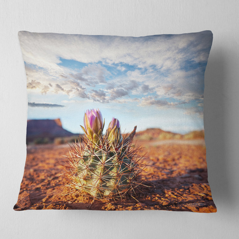 Coussin floral grand sous un ciel nuageux, 16 po x 1 po, Carré