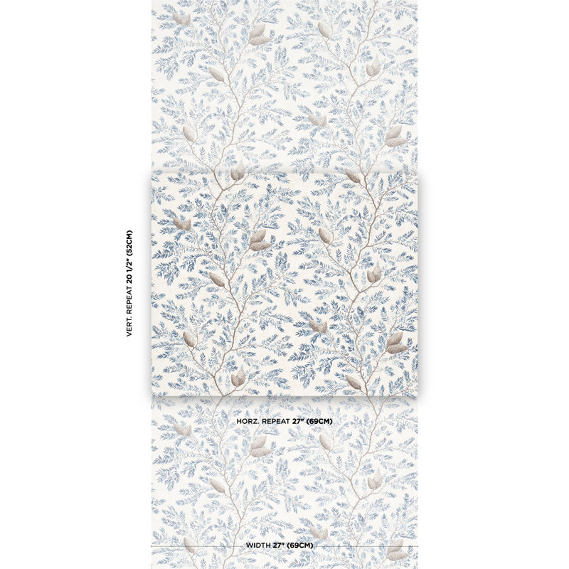 Pinewood Floral Paper Wallpaper Roll, Winter