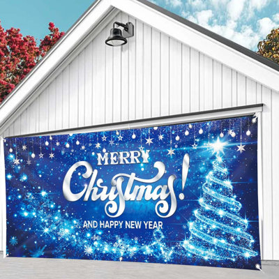Bannière de Noël joyeux Noël et bonne année, décoration suspendue pour l'extérieur en hiver, décor de fête et de photo, 13 x 6 pi