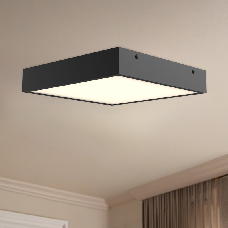 Plafonnier encastré à DEL Sydney, H 2 po x l 11,125 po x P 11,125, Noir mat