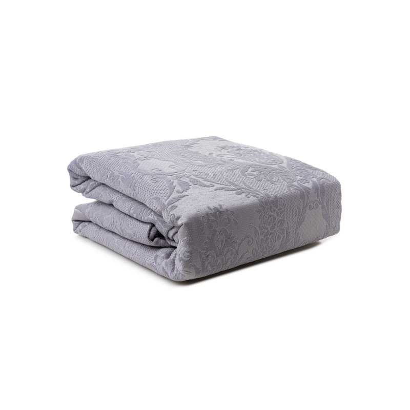 Medora Cotton Damask Bedspread with Pillowcases, Grey