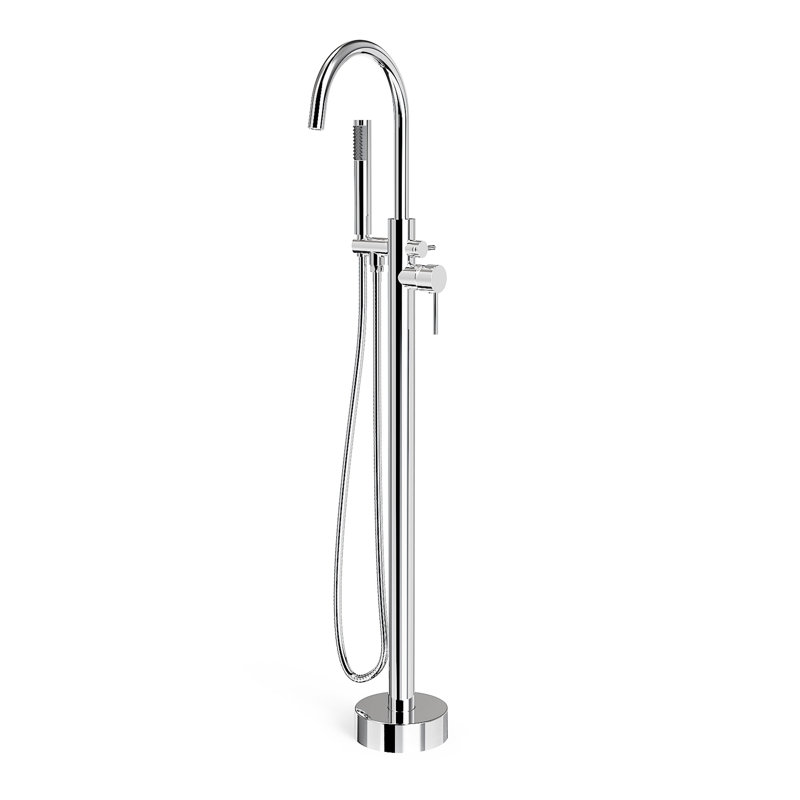 Single Handle Floor Mounted Freestanding Tub Filler with Hand Shower, Chrome
