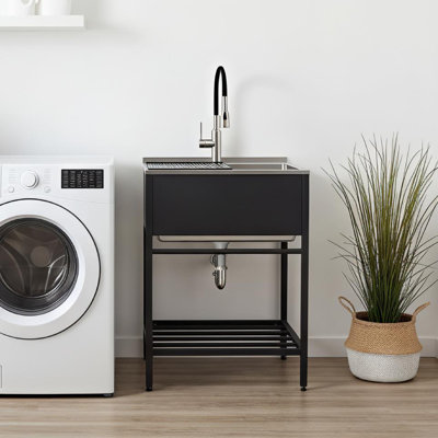 25 " L x 22 " W Freestanding Laundry Sink with Faucet