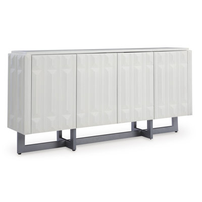 Console de buffet, porte à motif géométrique 4 portes