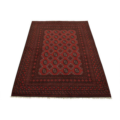 Tapis rouge en laine des années 1990 5 pi 1 po x 6 pi 3 po Finessa
