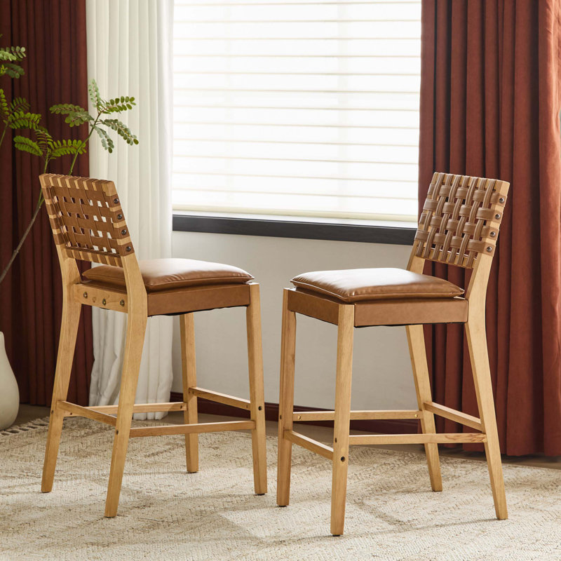 Tabouret de bar en bois Rieti, ensemble de 2