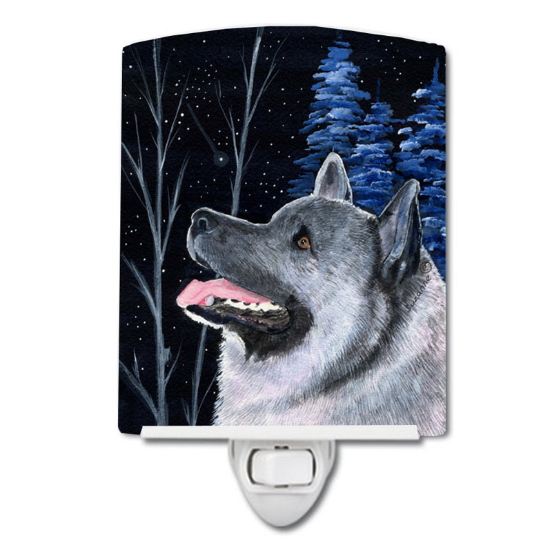 Starry Norwegian Elkhound Ceramic Night Light