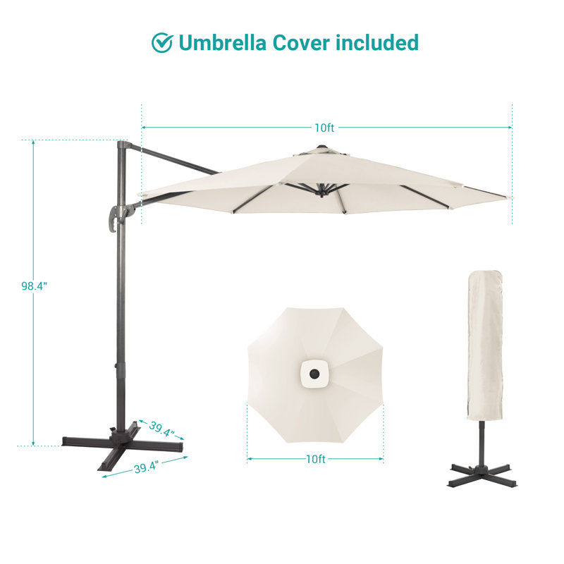 Parasol en porte-à-faux 119 po Seydina, Sand