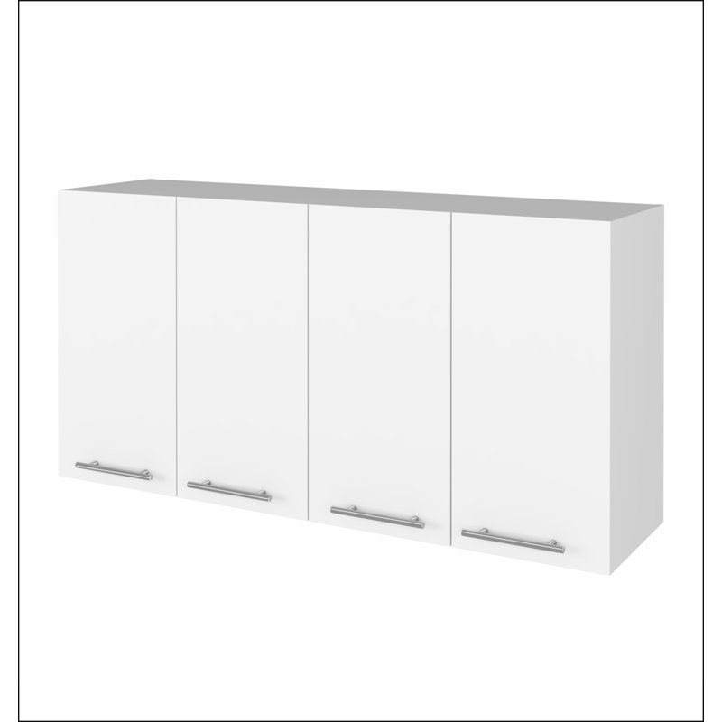 Stockton Rectangle Four Swing Doors Wall Cabinet, White