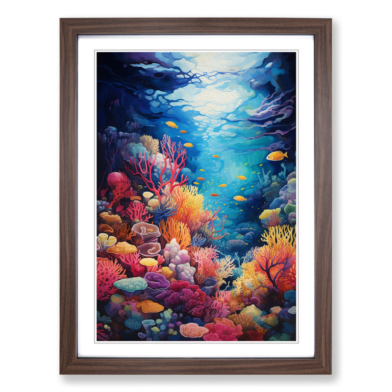 Single Picture Frame Print on Wood, Walnut Framed, 46cm H x 34cm W