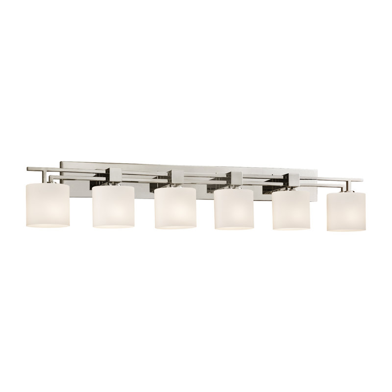 Éclairage pour salle de bain 6 lumières Casson, Nickel brossé, Opale