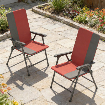 Padded High-Back Folding Patio Chairs Set of 2, for Outdoor Relaxation and Durability