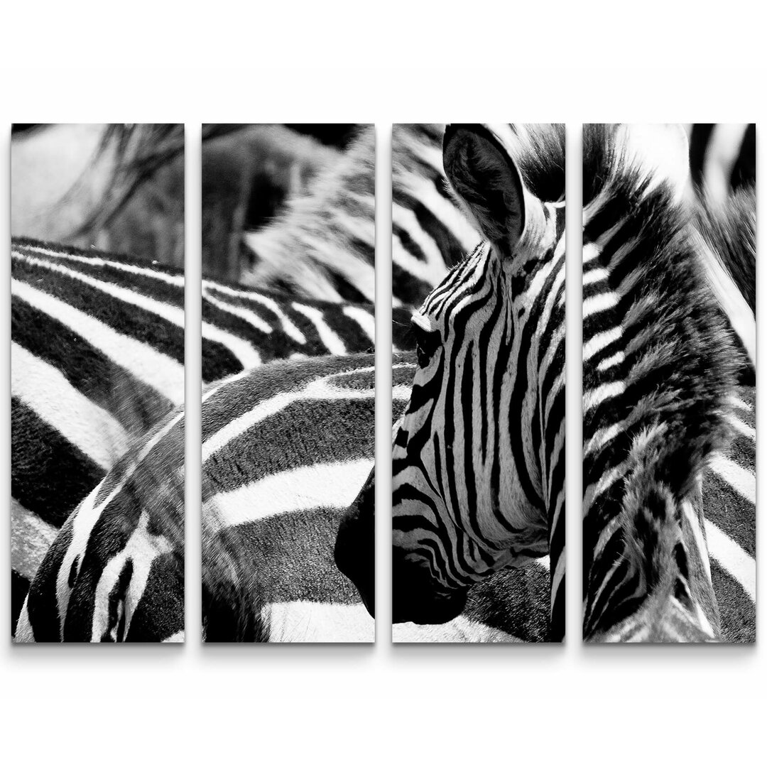 4-tlg. Leinwandbilder-Set Zebras in Kenia