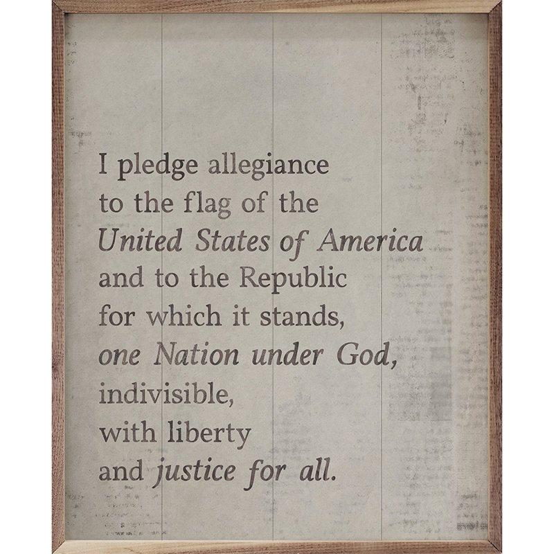 «Pledge of Allegiance» blanc rétro, H 40 po x l 32 po, Blanc