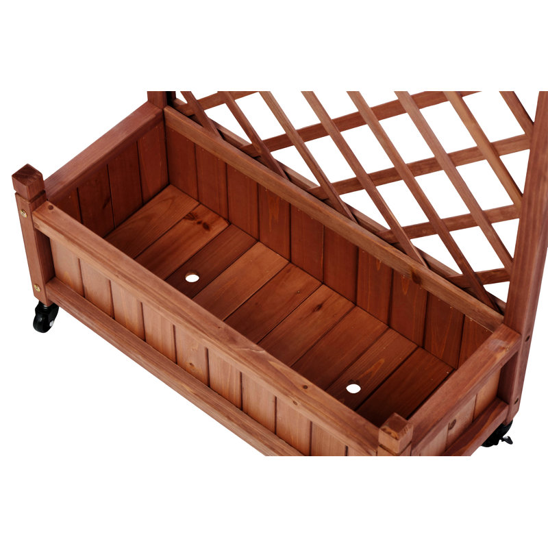 Raised Garden Bed with Trellis 2 Pack, Outdoor Wooden Planter Box & Plant Stand with Climbing Racks 