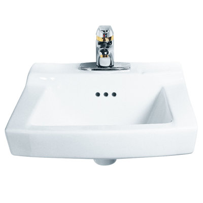 Lavabo de salle de bain mural rectangulaire en céramique avec trop-plein Comrade