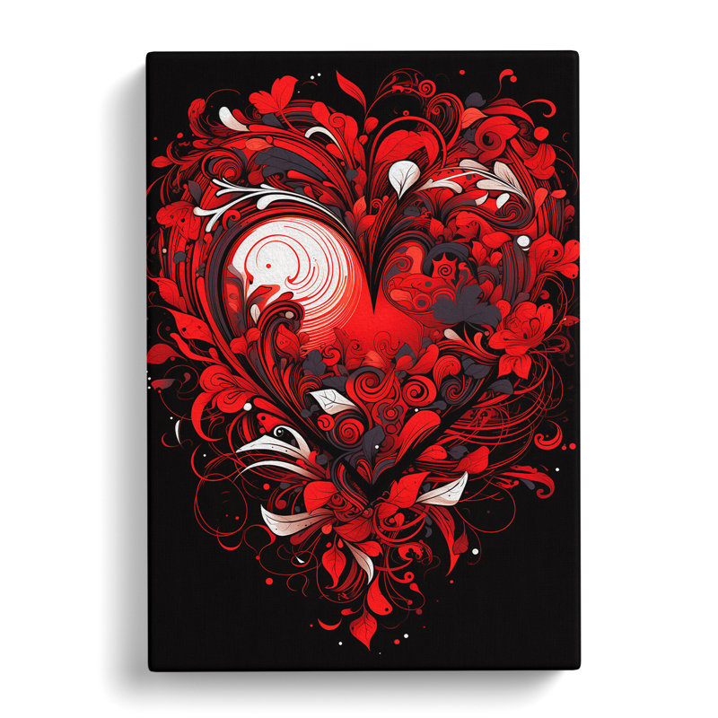 Love Heart Line Art - Wrapped Canvas, 50cm H x 35cm W x 3cm D