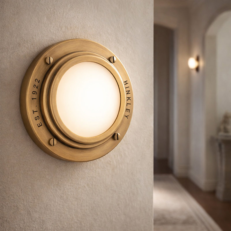 Porte 5.5" Flush Mount or Sconce - LED Included, Heritage Brass