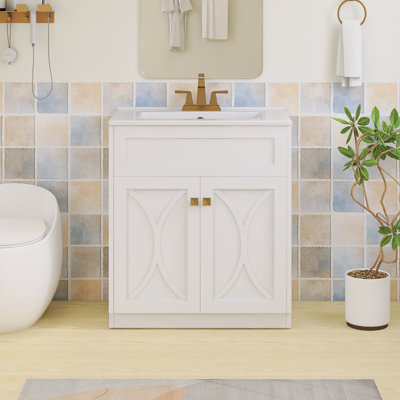 30'' Freestanding Single Sink Bathroom Vanity With Ceramic Top