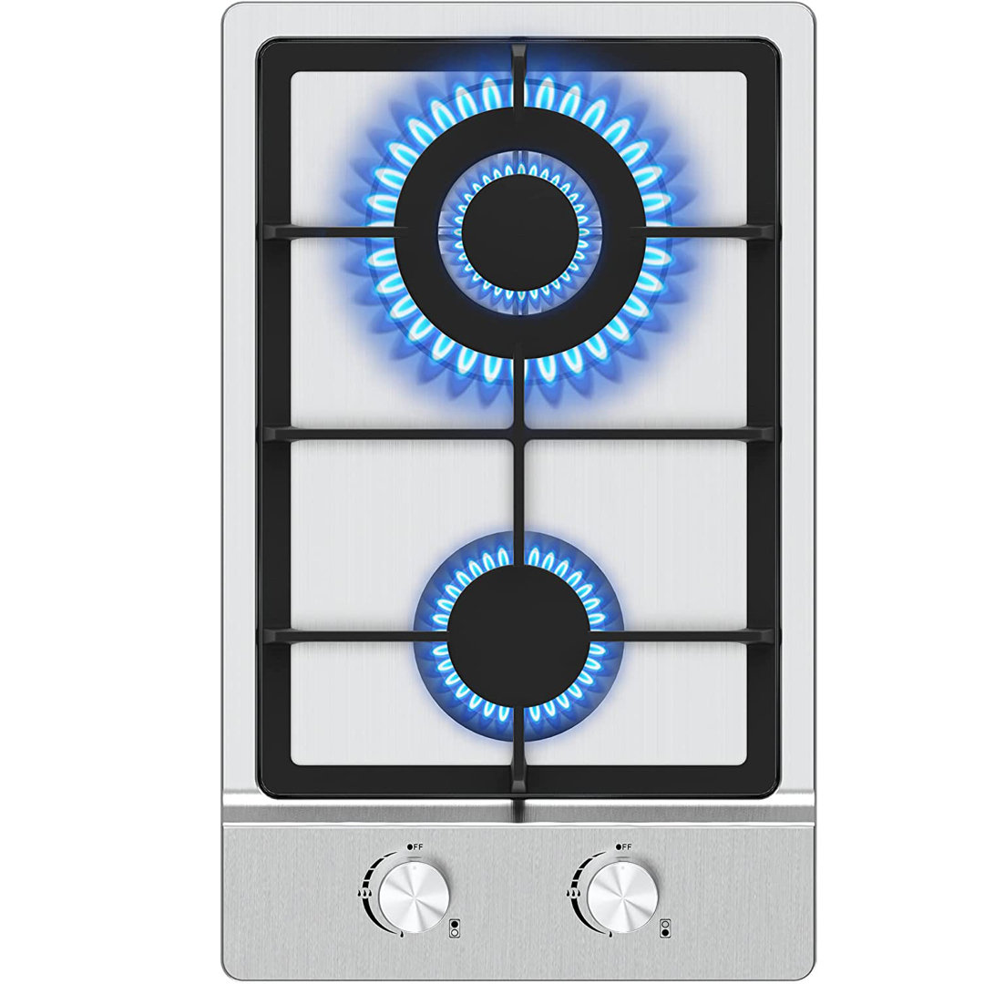 Dual Fuel 12.2"" Gas Cooktop with 2 Burners KADORER