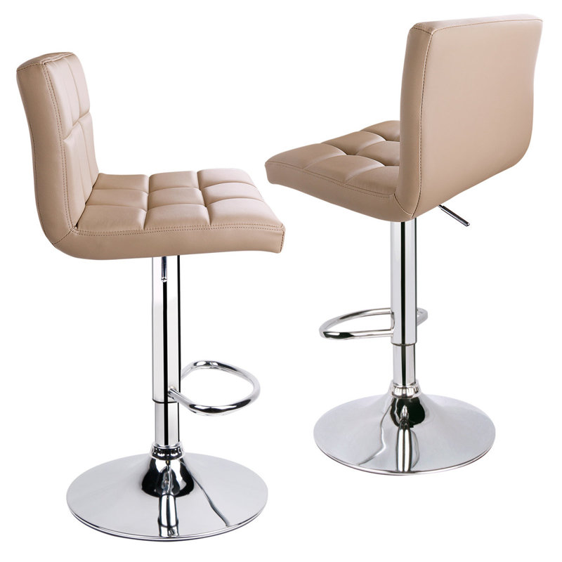 Ludmil Swivel Adjustable Height 32.5" Bar Stool, Khaki, 2