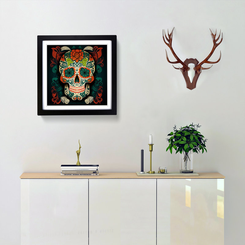 Sugar Skull - Framed Print, Black