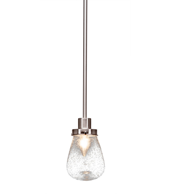 Elwell Stem Hung Mini Pendant Shown With 5" Glass, Brushed Nickel, Clear