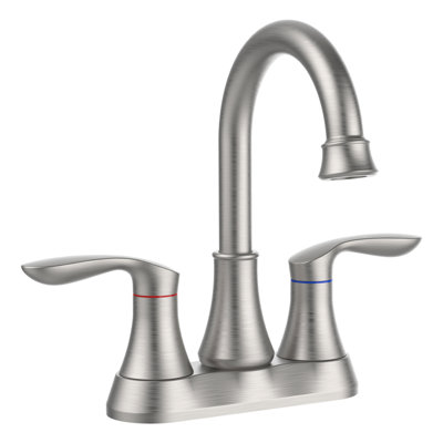 Bathroom Faucet Brushed Gold With Pop Up Drain & Supply Hoses 2-Handle 360 Degree High Arc Swivel Spout Centerset 4 Inch Vanity Sink Faucet 4011B-NA