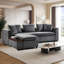 Canapé rembourré en L avec compartiment de rangement en bois et coussins décoratifs-922451339