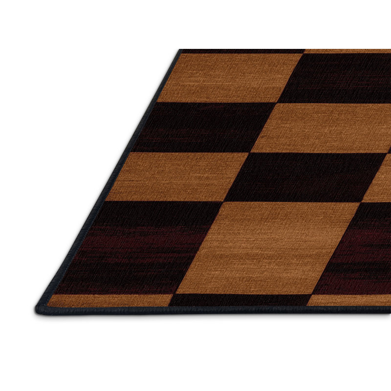 Tapis rouge à carreaux lavable à la machine, Carré 4 pi