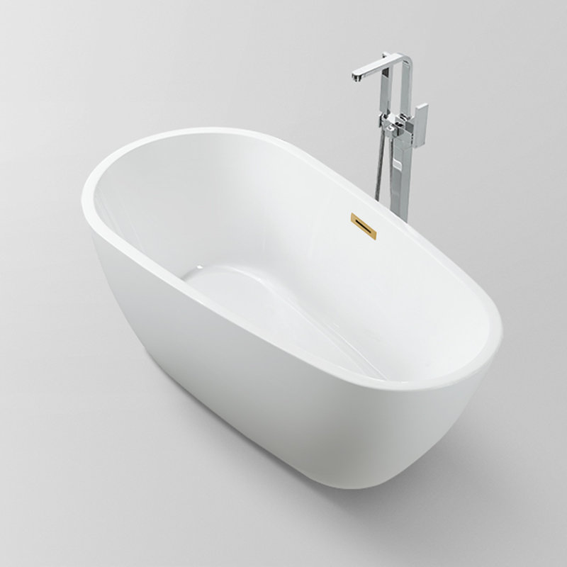 Freestanding Soaking Acrylic Bathtub, White/Titanium Gold, 23.2'' H X 29.5'' W X 59'' L
