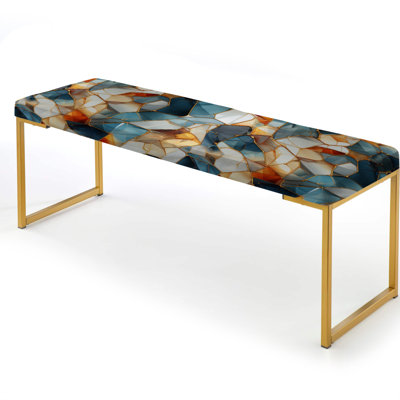 Marble Upholstered Gold Bench