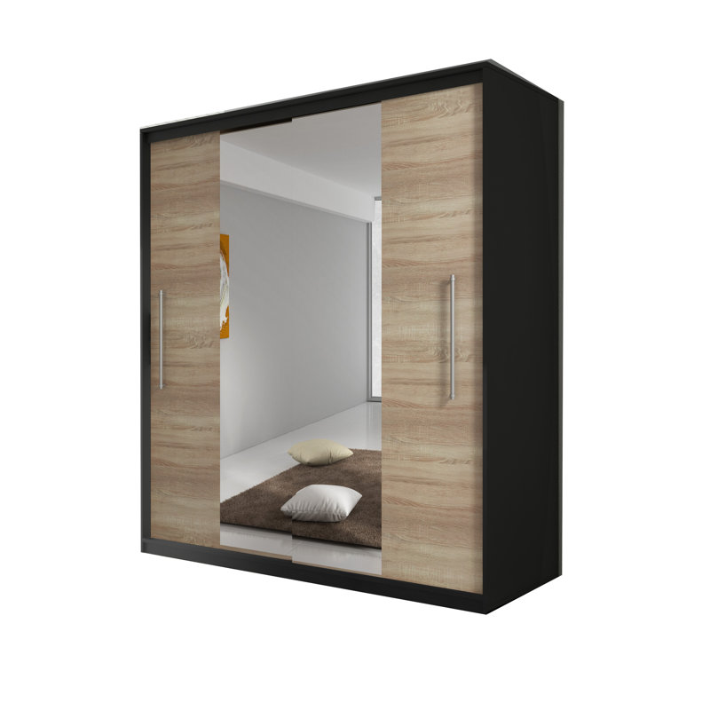 Heptinstall 2 Door Wardrobe, Black/Sonoma