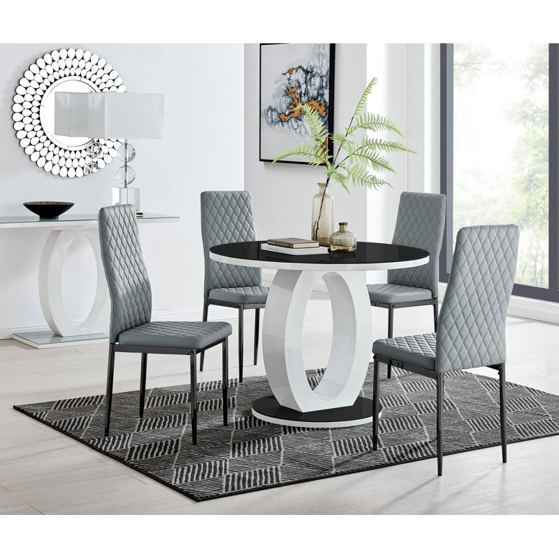 Ensemble de table de salle à manger 4 places Scottsmoor, Gris / blanc, Gris