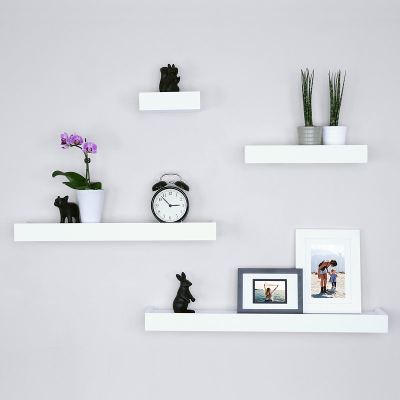 Array 4 Piece Floating Wall Shelves Set, White