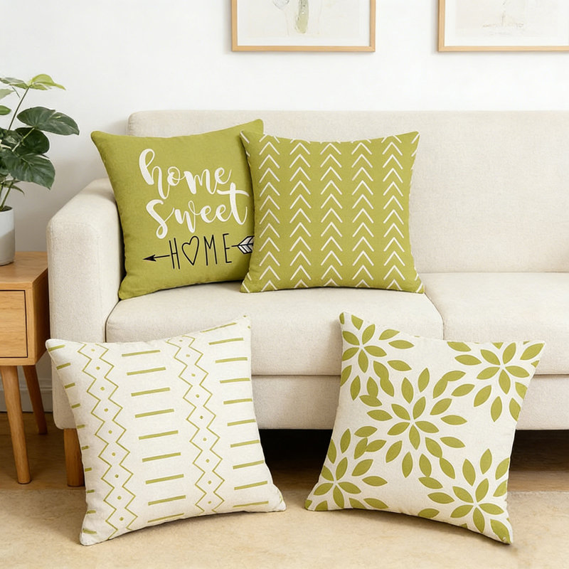 Pillow Covers Set of 4, Modern Sofa Throw Pillow Cover, Decorative Outdoor Linen Fabric Pillow Case for Couch Bed Car，Monogram Decorative Pillow Case, Home Decor